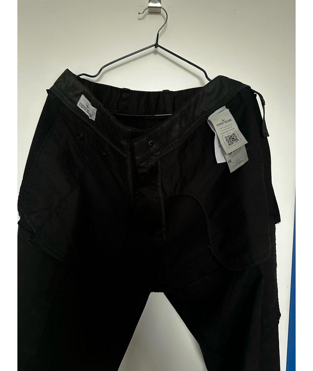 STONE ISLAND Черные хлопко-эластановые повседневные брюки, фото 2