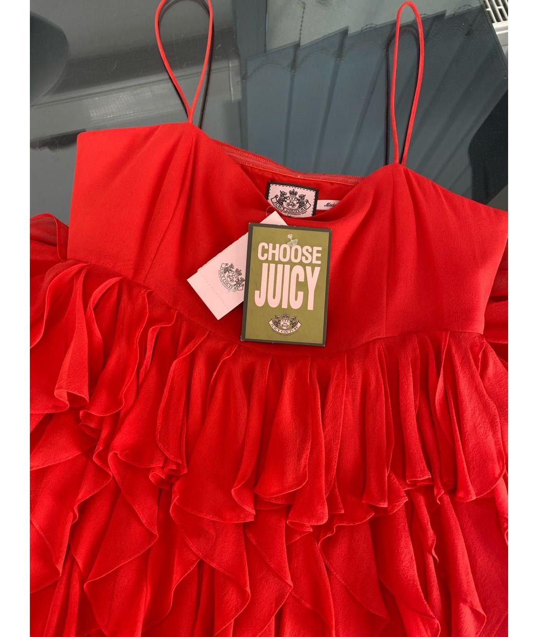 JUICY COUTURE Красное шелковое платье, фото 3