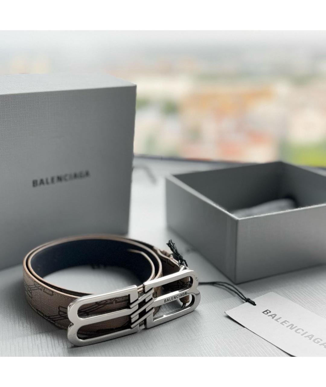 BALENCIAGA Бежевый кожаный ремень, фото 7