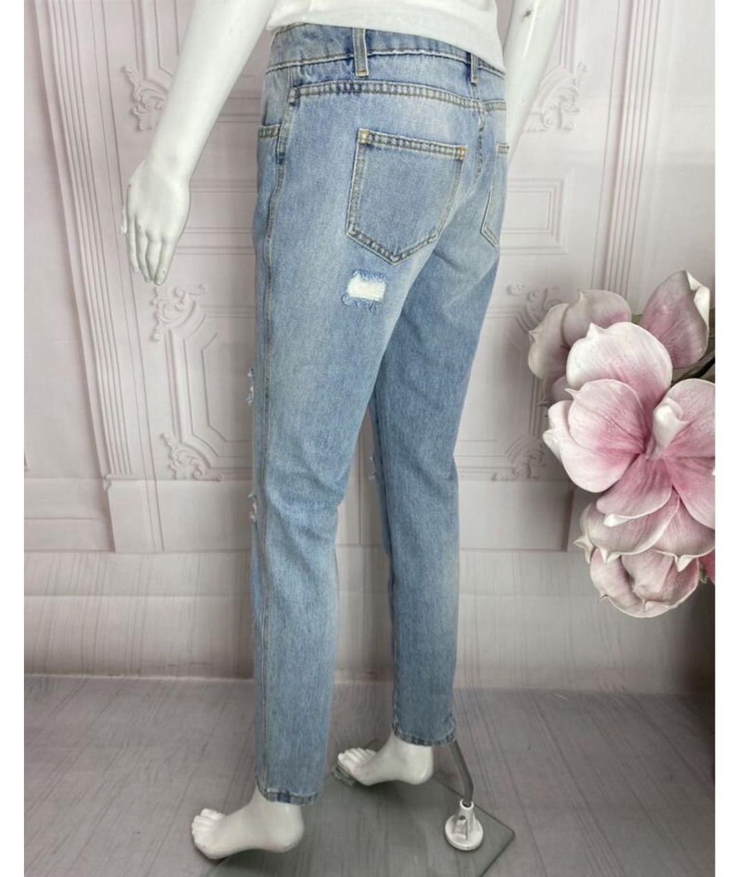 ERMANNO SCERVINO Голубые хлопковые прямые джинсы, фото 2