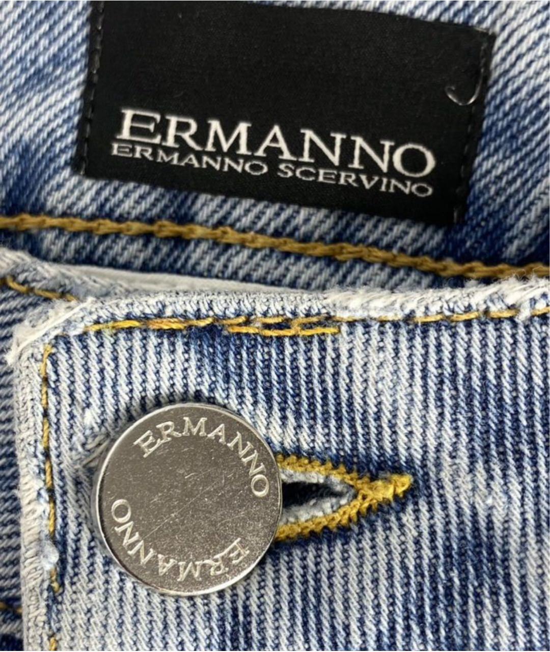 ERMANNO SCERVINO Голубые хлопковые прямые джинсы, фото 4