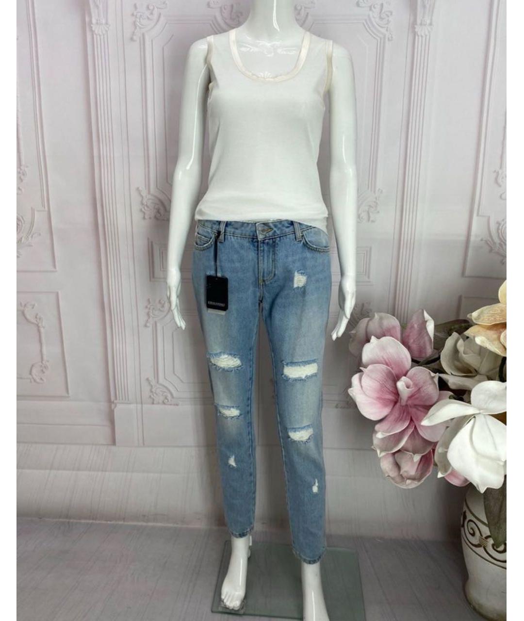ERMANNO SCERVINO Голубые хлопковые прямые джинсы, фото 5
