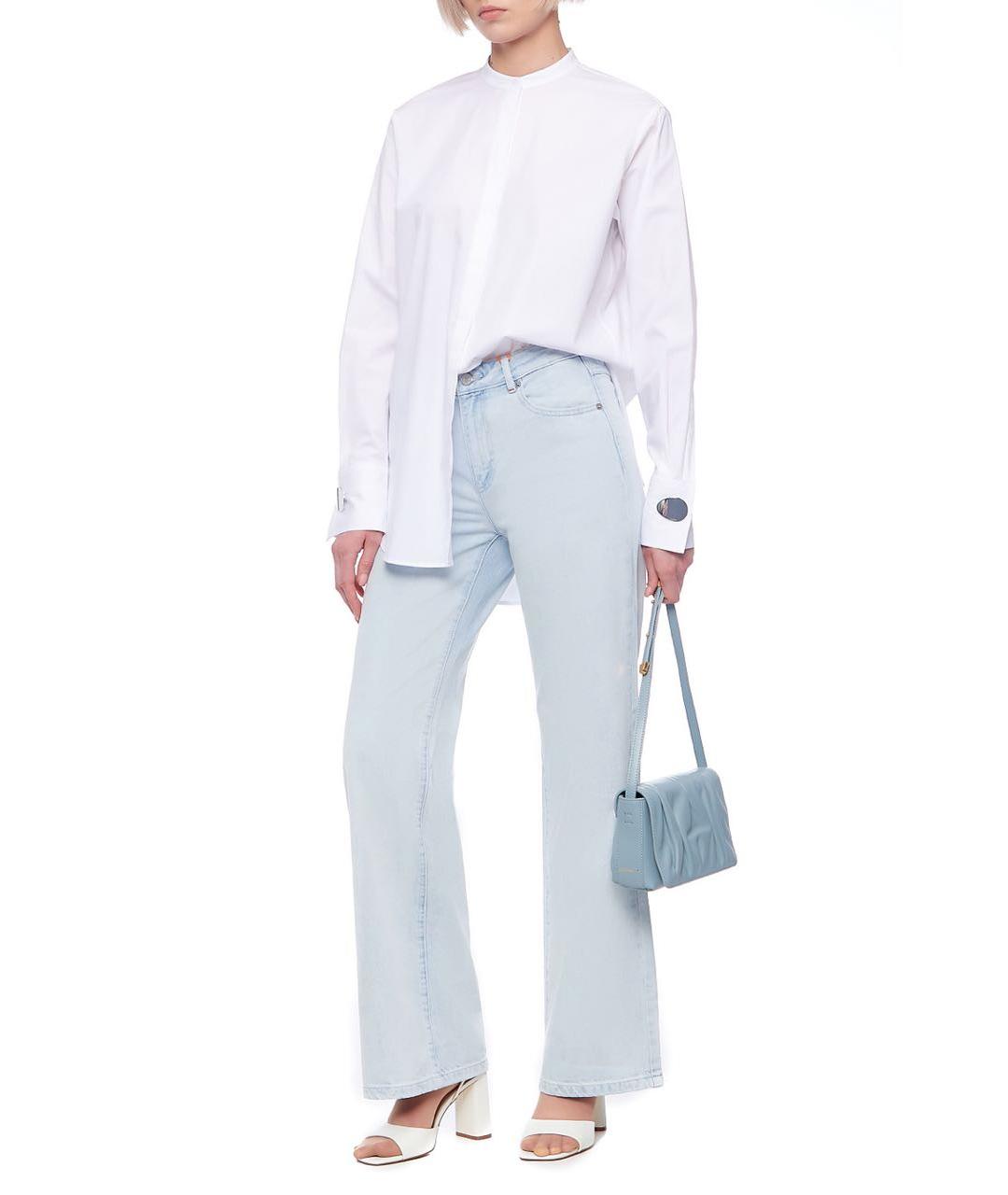 MAX MARA Голубые хлопковые джинсы клеш, фото 5