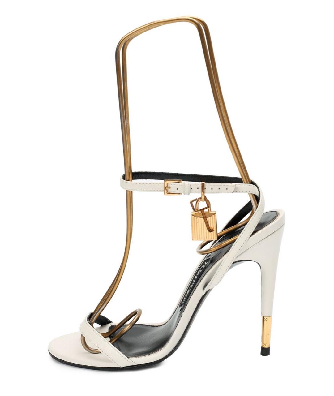 TOM FORD Белые кожаные босоножки, фото 4