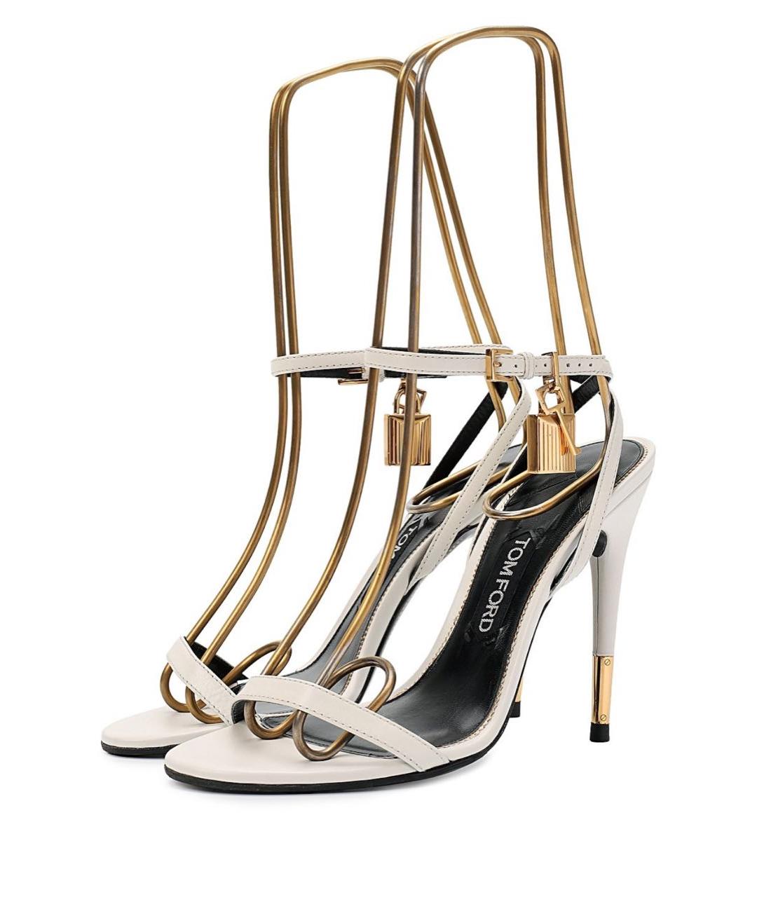 TOM FORD Белые кожаные босоножки, фото 2