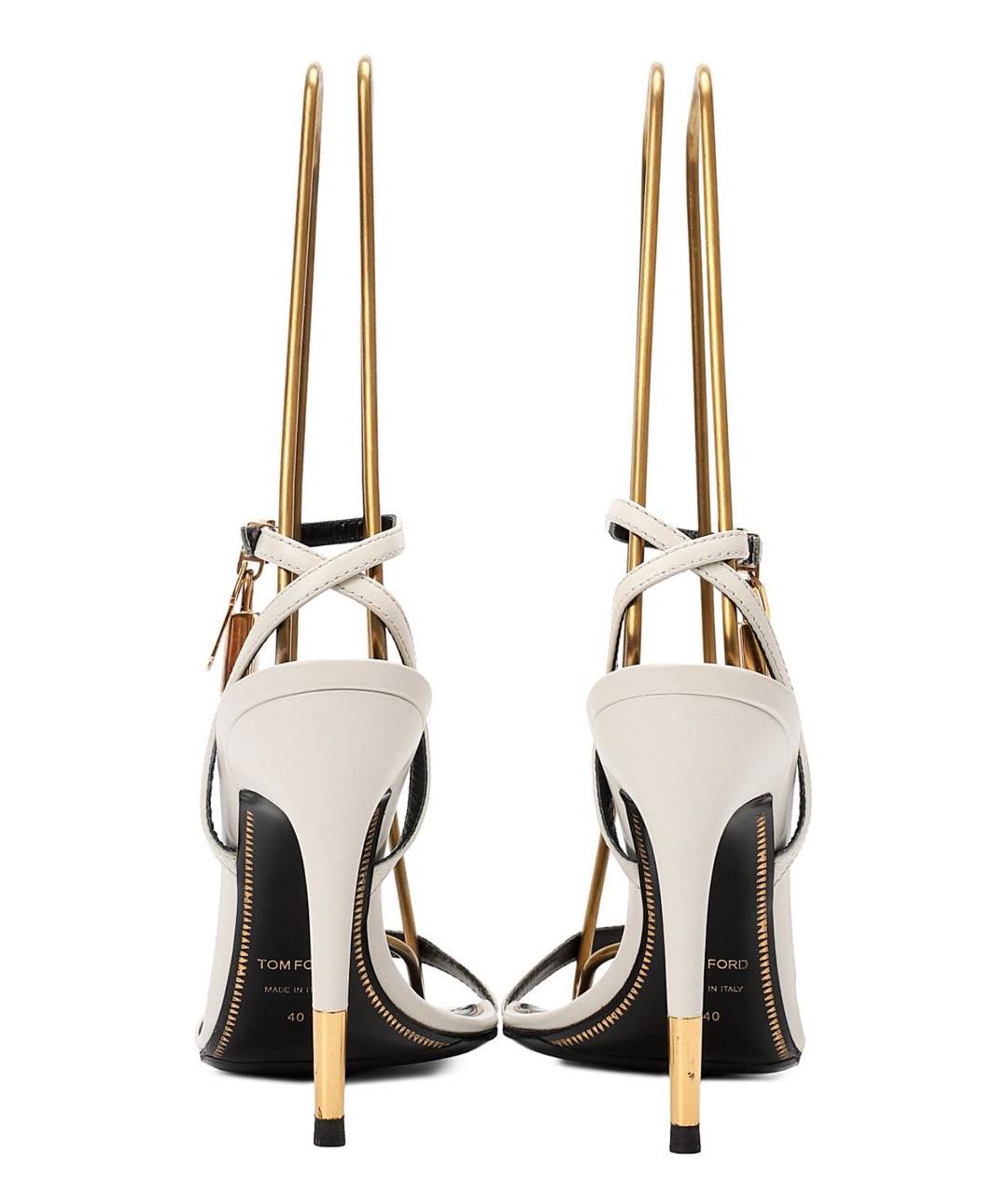 TOM FORD Белые кожаные босоножки, фото 3