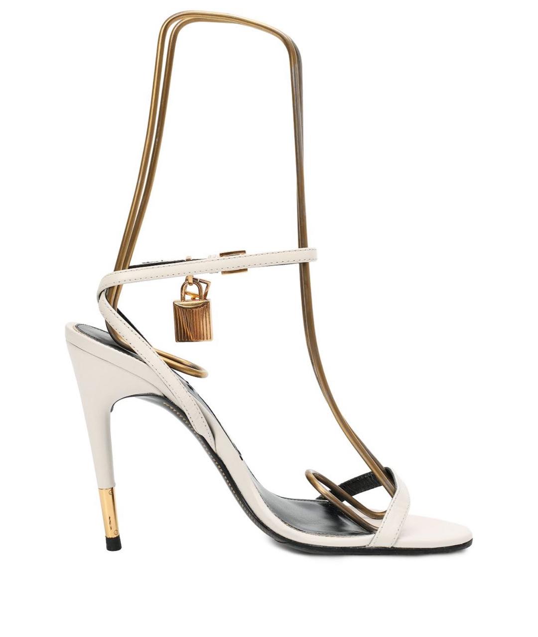 TOM FORD Белые кожаные босоножки, фото 5