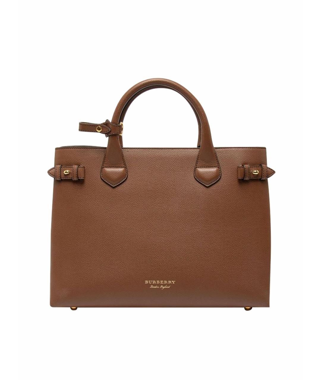 BURBERRY Коричневая кожаная сумка с короткими ручками, фото 1