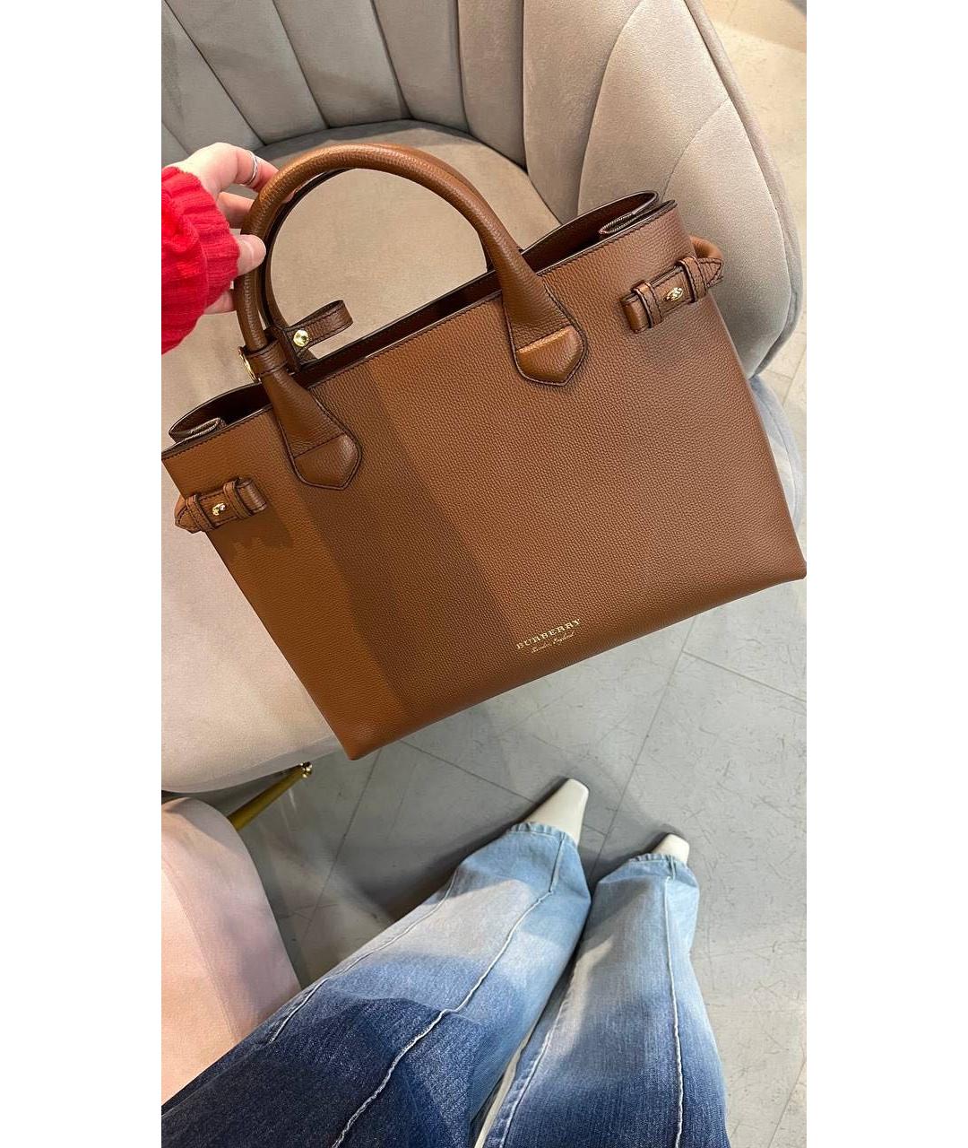 BURBERRY Коричневая кожаная сумка с короткими ручками, фото 7