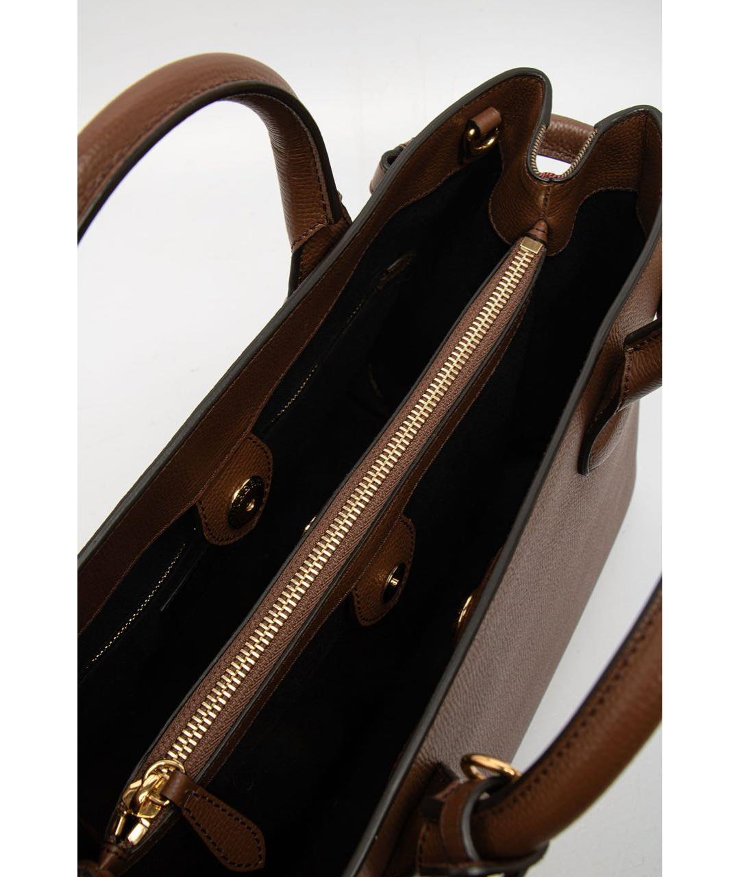 BURBERRY Коричневая кожаная сумка с короткими ручками, фото 3
