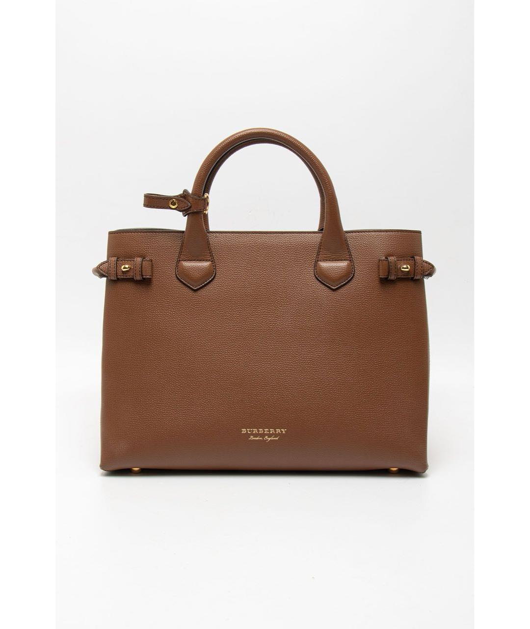 BURBERRY Коричневая кожаная сумка с короткими ручками, фото 8