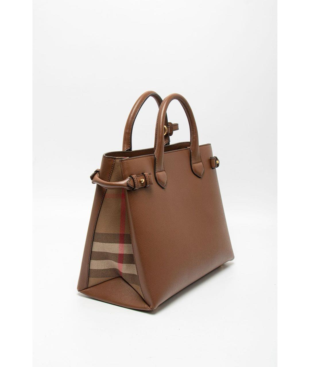 BURBERRY Коричневая кожаная сумка с короткими ручками, фото 2