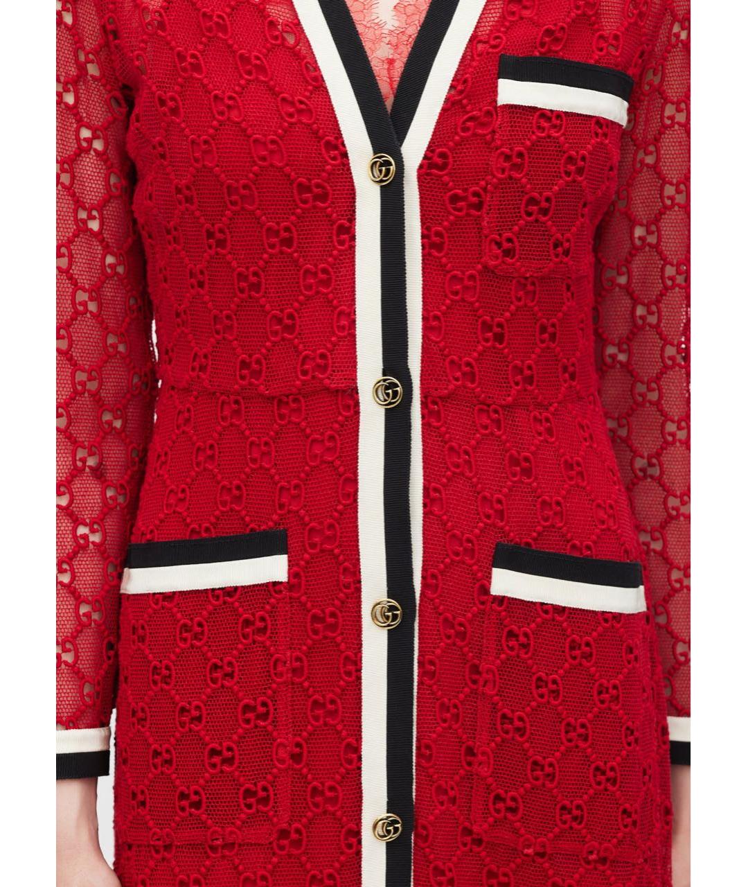 GUCCI Красное шелковое повседневное платье, фото 5