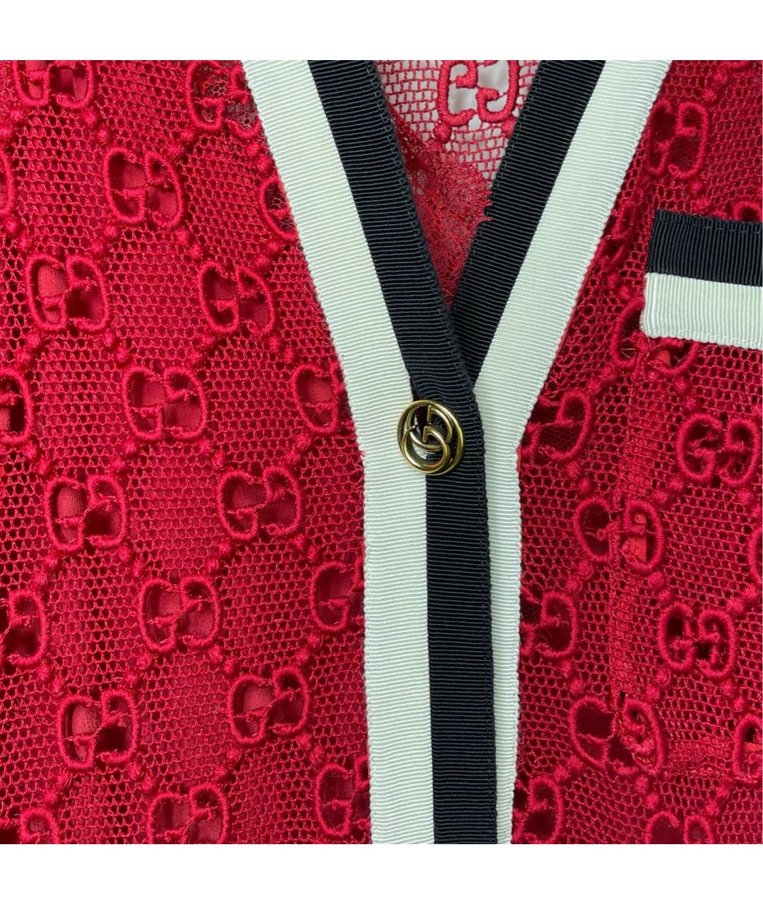 GUCCI Красное шелковое повседневное платье, фото 6