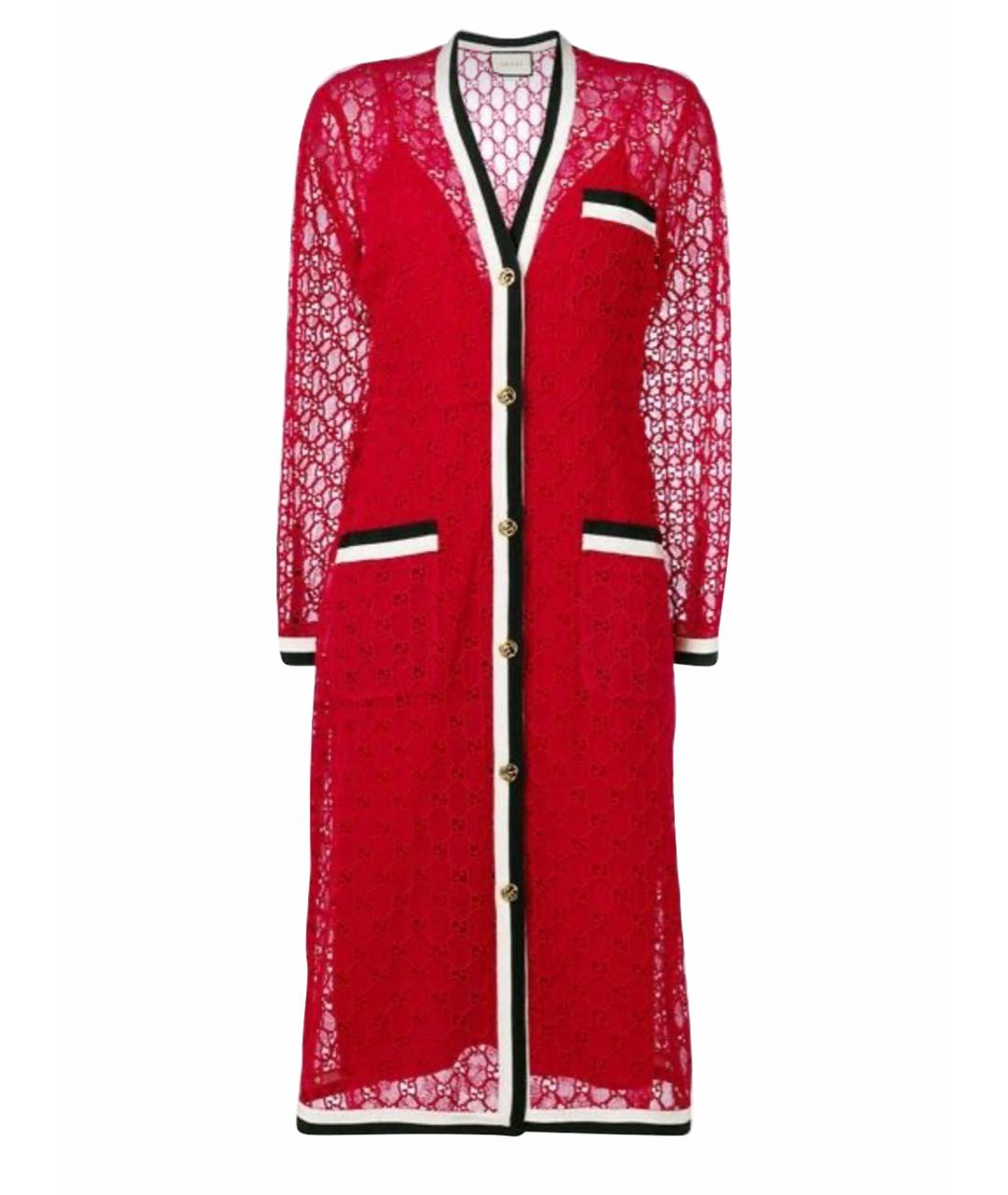 GUCCI Красное шелковое повседневное платье, фото 1