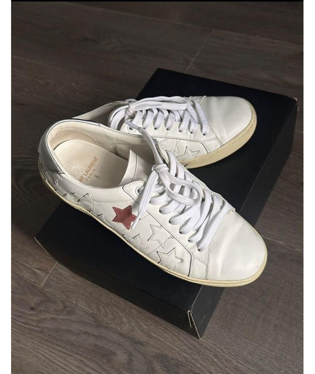 SAINT LAURENT Белые кожаные кеды, фото 2
