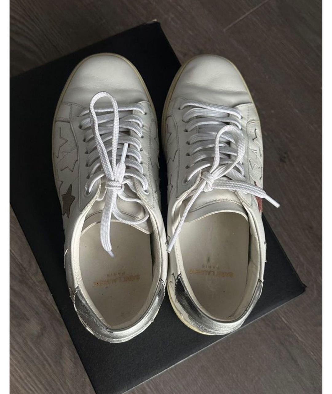SAINT LAURENT Белые кожаные кеды, фото 4