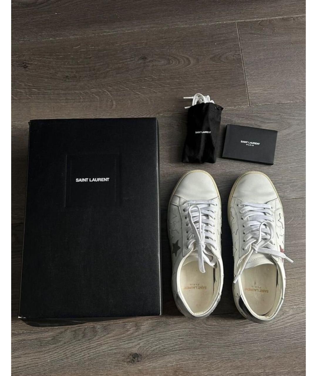 SAINT LAURENT Белые кожаные кеды, фото 3