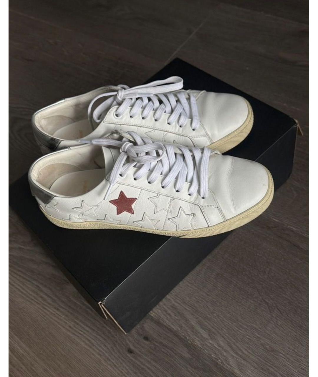 SAINT LAURENT Белые кожаные кеды, фото 9