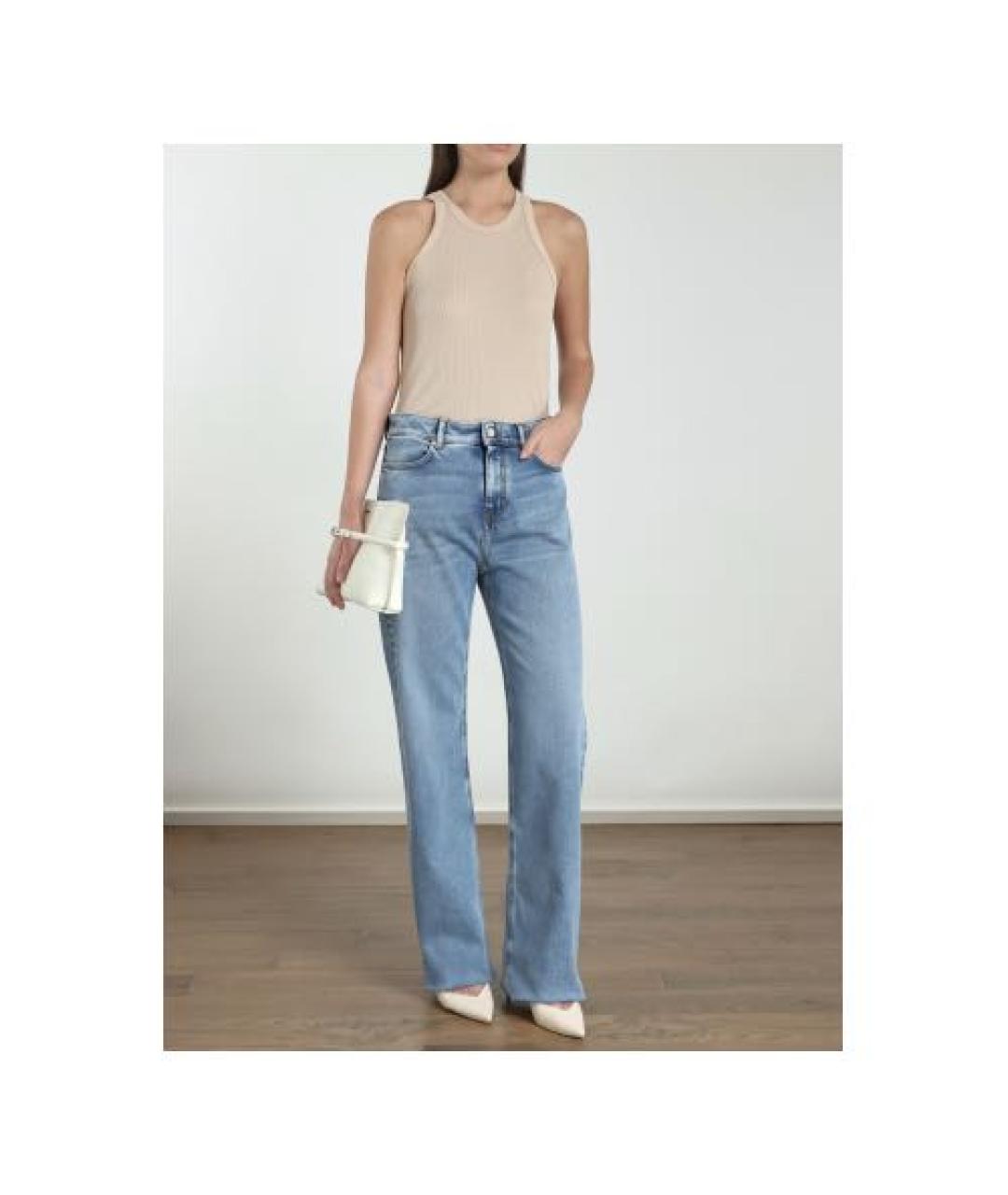 MAX MARA Голубые хлопковые прямые джинсы, фото 6