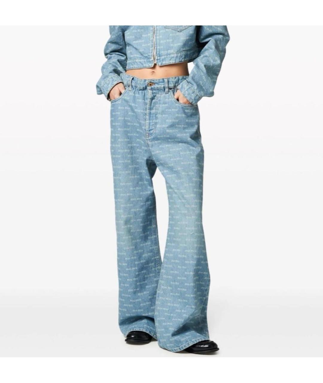 MIU MIU Синие хлопковые прямые джинсы, фото 4
