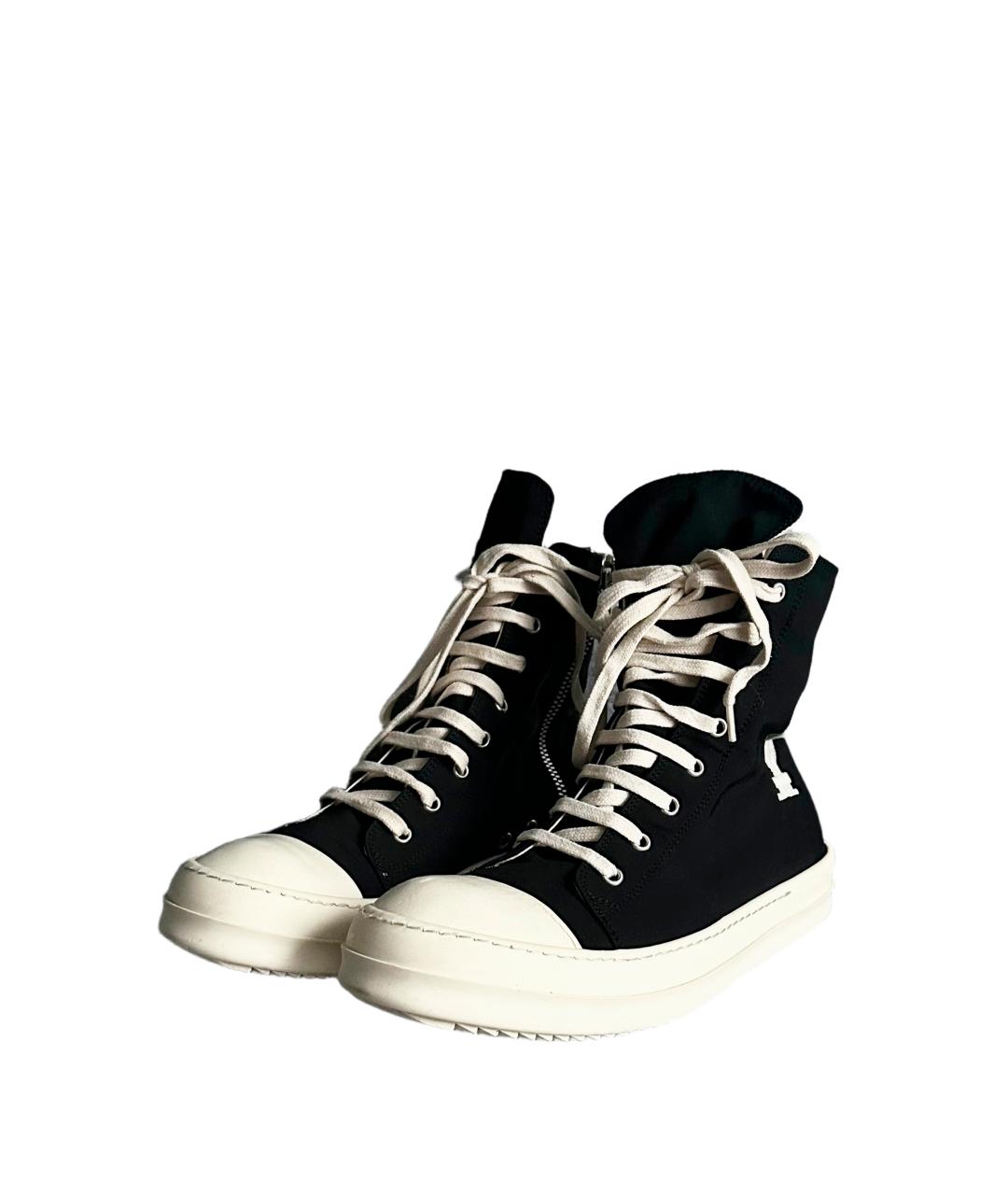 RICK OWENS DRKSHDW Черные текстильные низкие кроссовки / кеды, фото 2