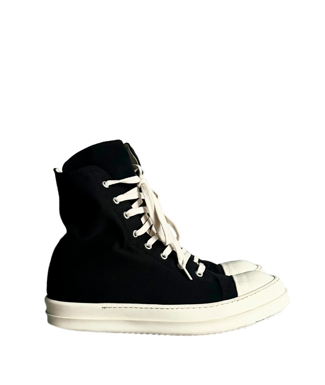RICK OWENS DRKSHDW Черные текстильные низкие кроссовки / кеды, фото 3