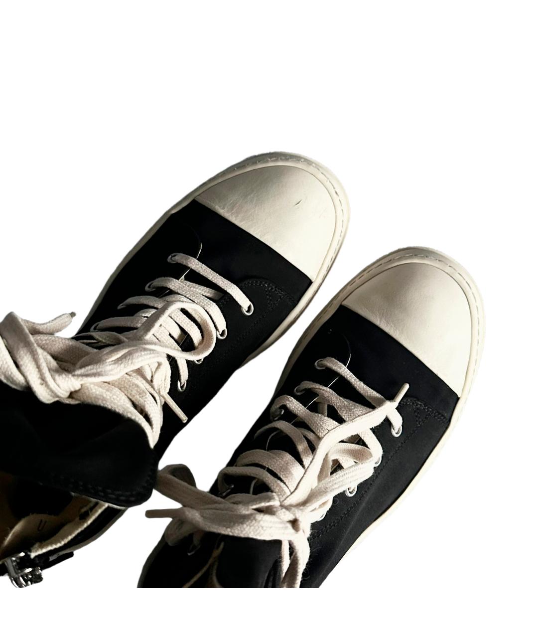 RICK OWENS DRKSHDW Черные текстильные низкие кроссовки / кеды, фото 4