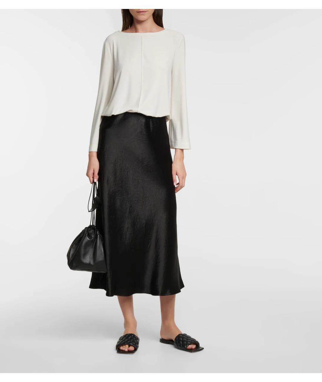 MAX MARA Черная ацетатная юбка миди, фото 2