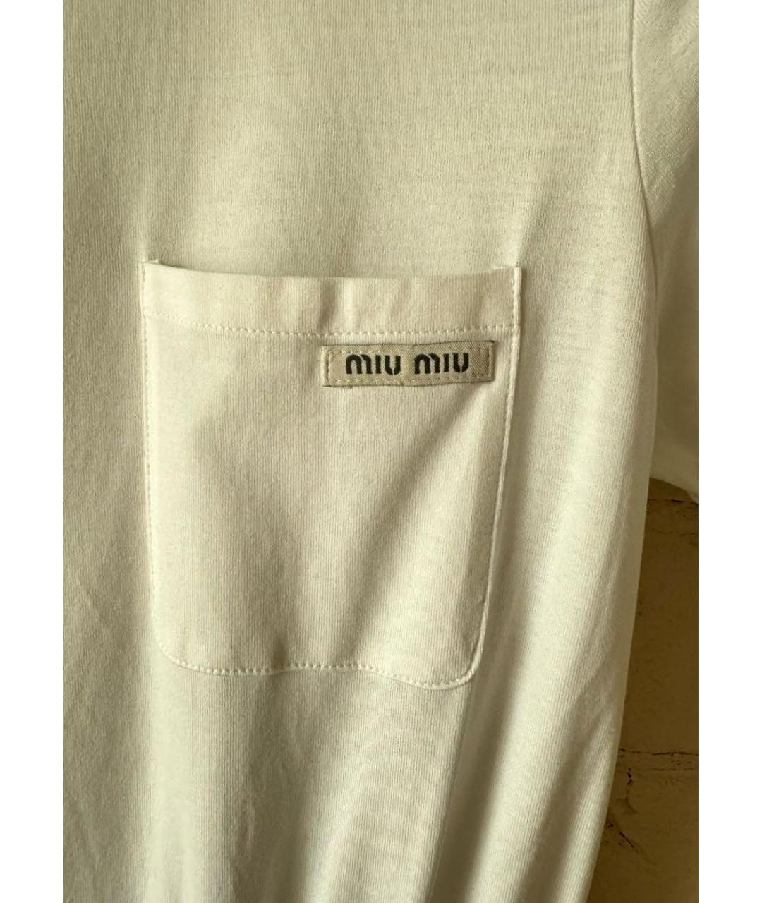 MIU MIU Белое хлопковое повседневное платье, фото 4
