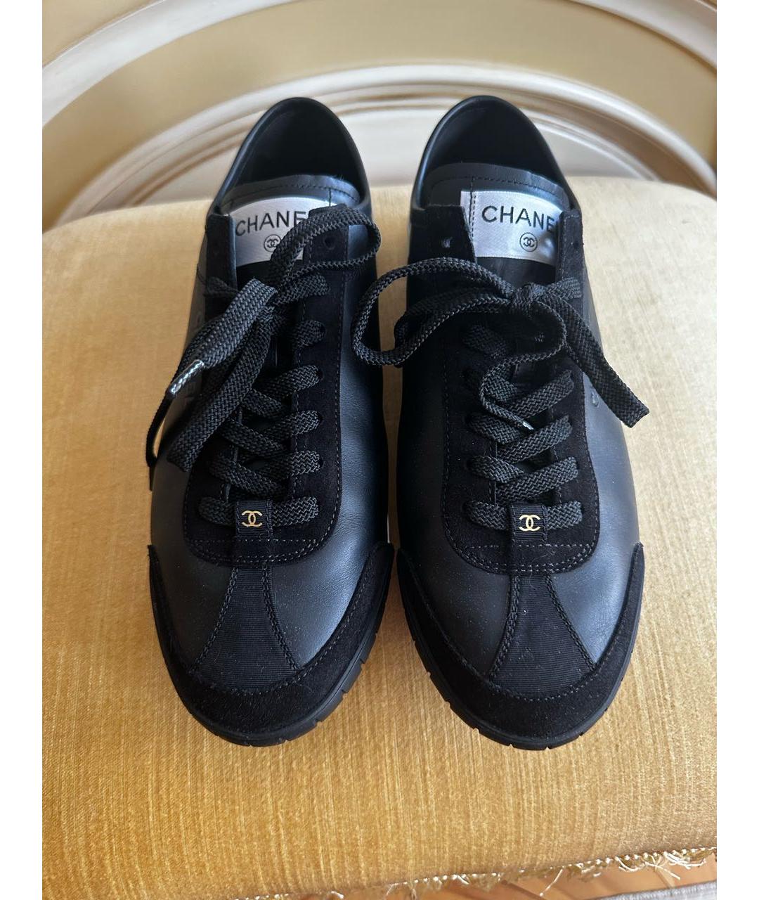 CHANEL Черные кожаные кроссовки, фото 2