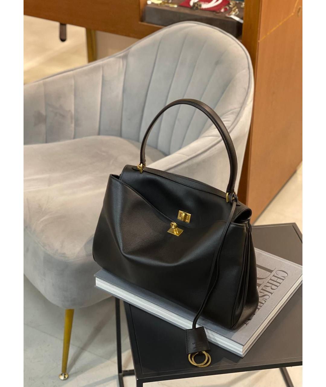 BALENCIAGA Черная кожаная сумка тоут, фото 5