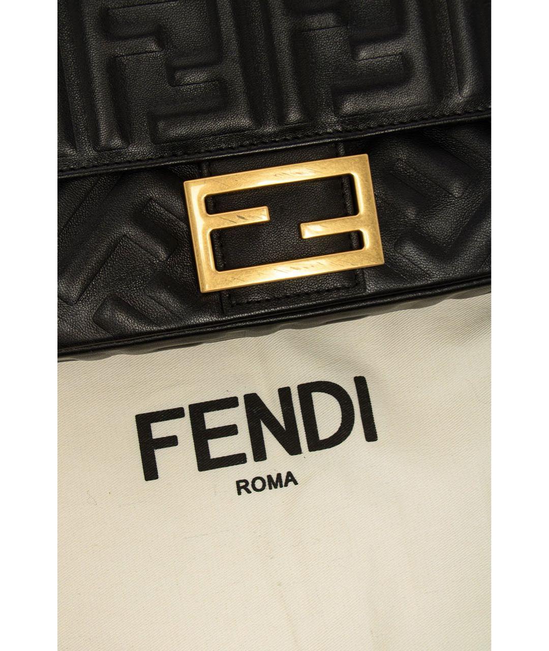 FENDI Черная кожаная сумка через плечо, фото 5