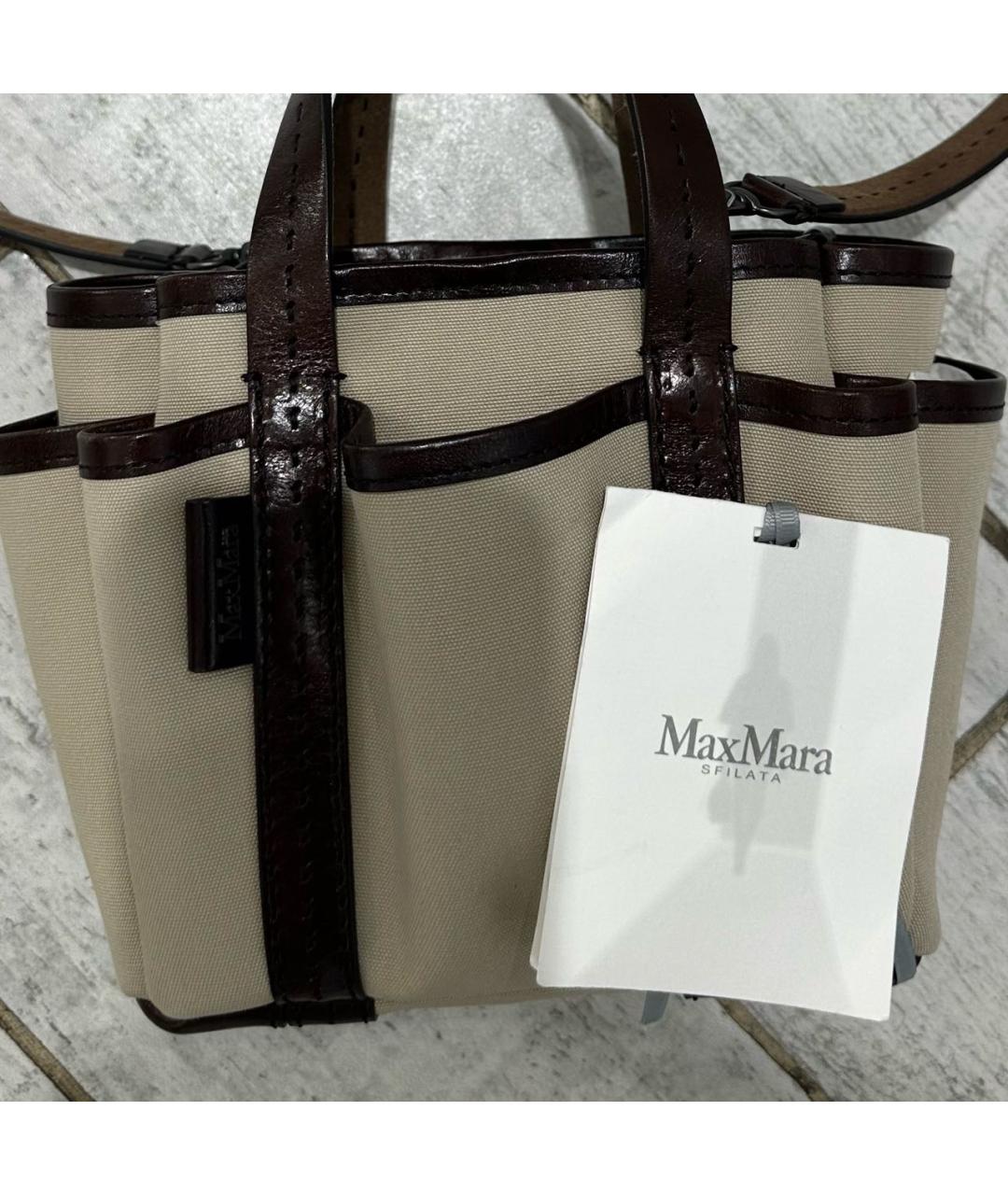 MAX MARA Бежевая кожаная сумка тоут, фото 6