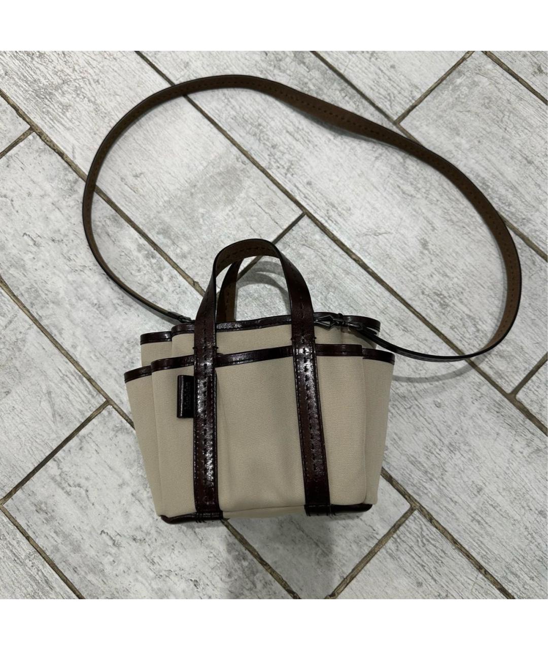 MAX MARA Бежевая кожаная сумка тоут, фото 9
