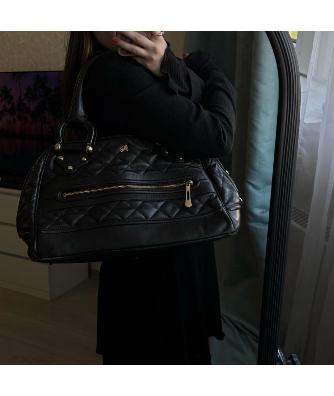 BURBERRY Черная кожаная сумка тоут, фото 5