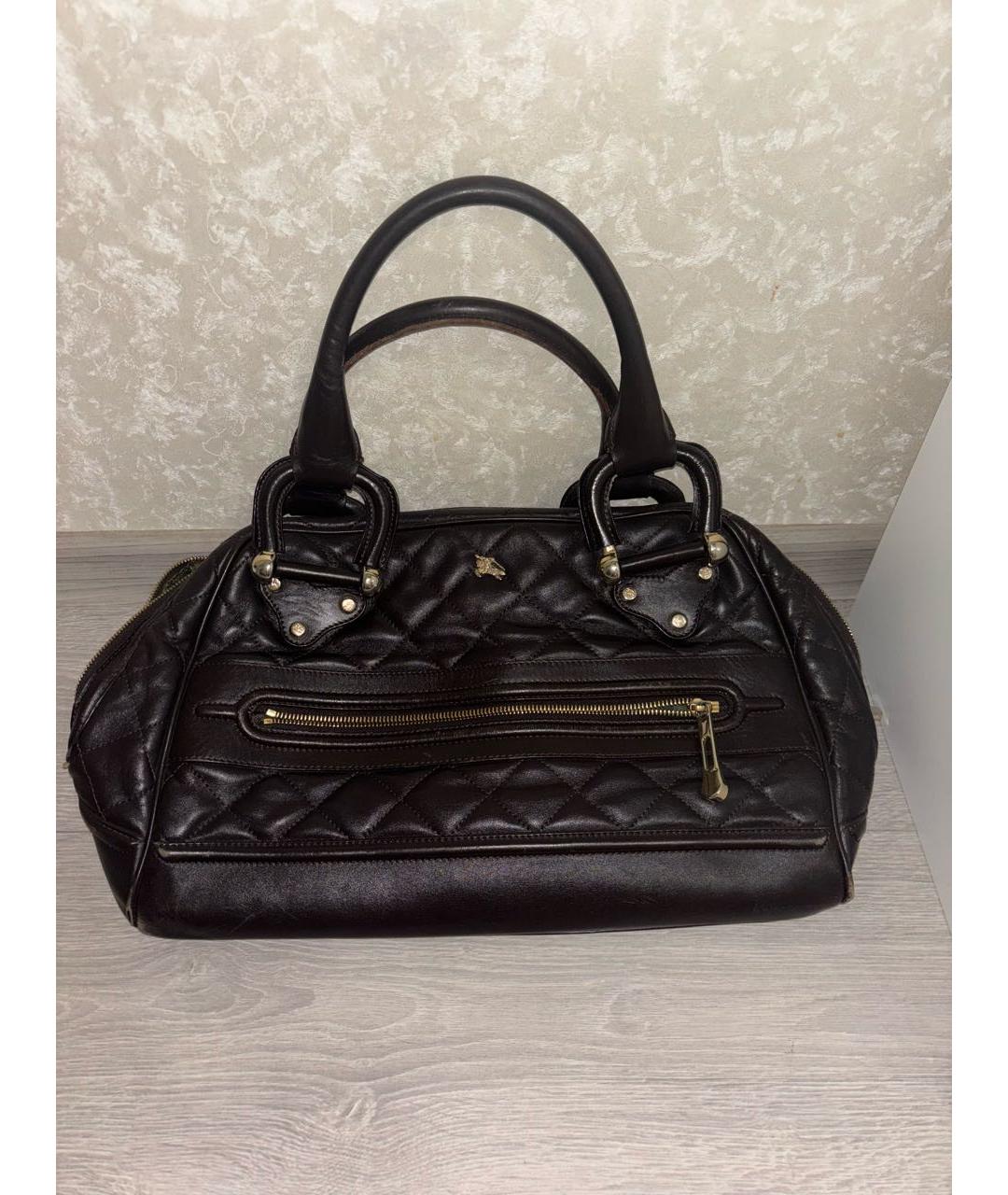 BURBERRY Черная кожаная сумка тоут, фото 8