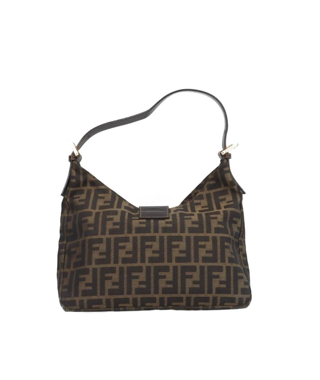 FENDI Коричневая жаккардовая сумка через плечо, фото 3