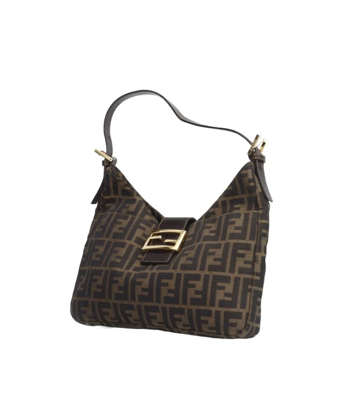 FENDI Коричневая жаккардовая сумка через плечо, фото 2