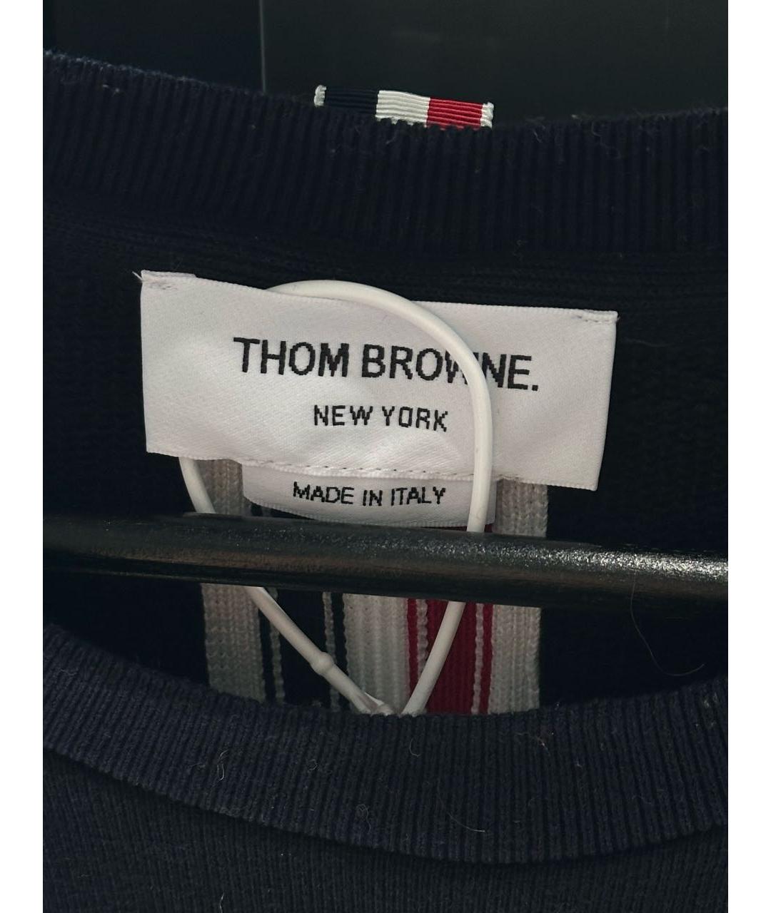THOM BROWNE Темно-синий хлопковый джемпер / свитер, фото 4