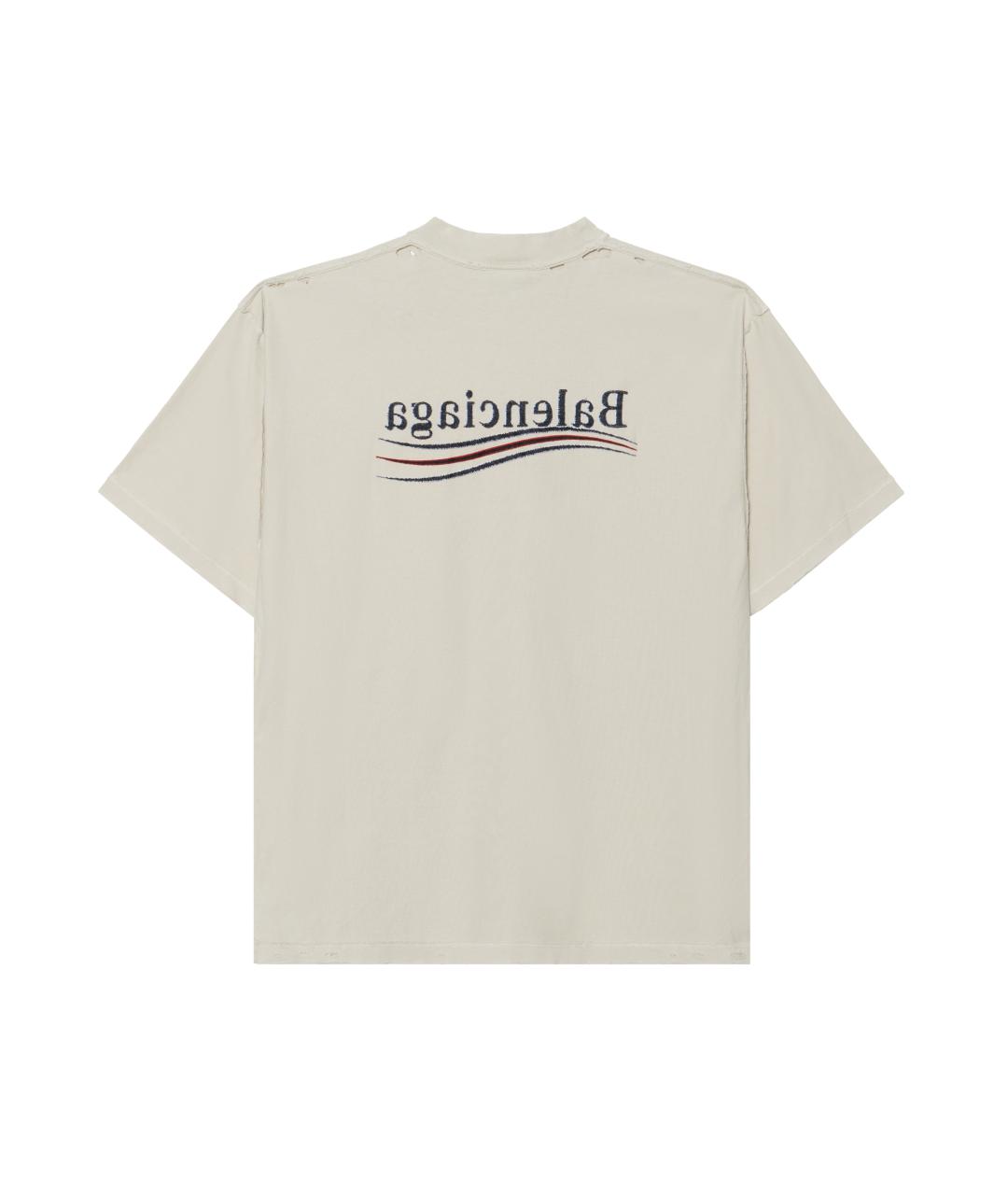 BALENCIAGA Бежевая хлопковая футболка, фото 2