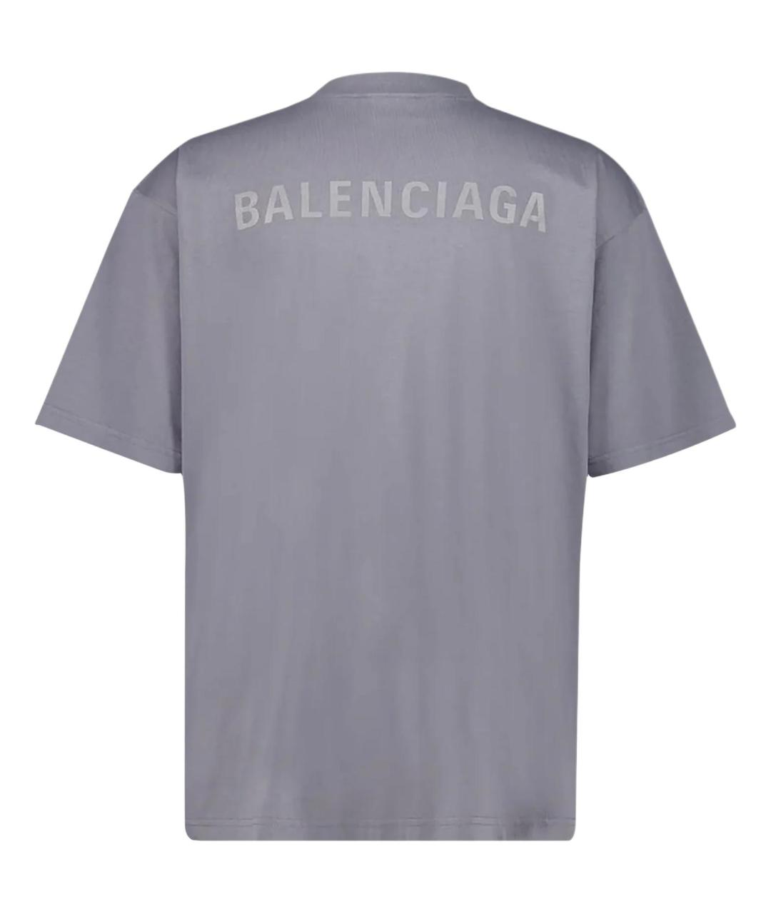 BALENCIAGA Серая хлопковая футболка, фото 2