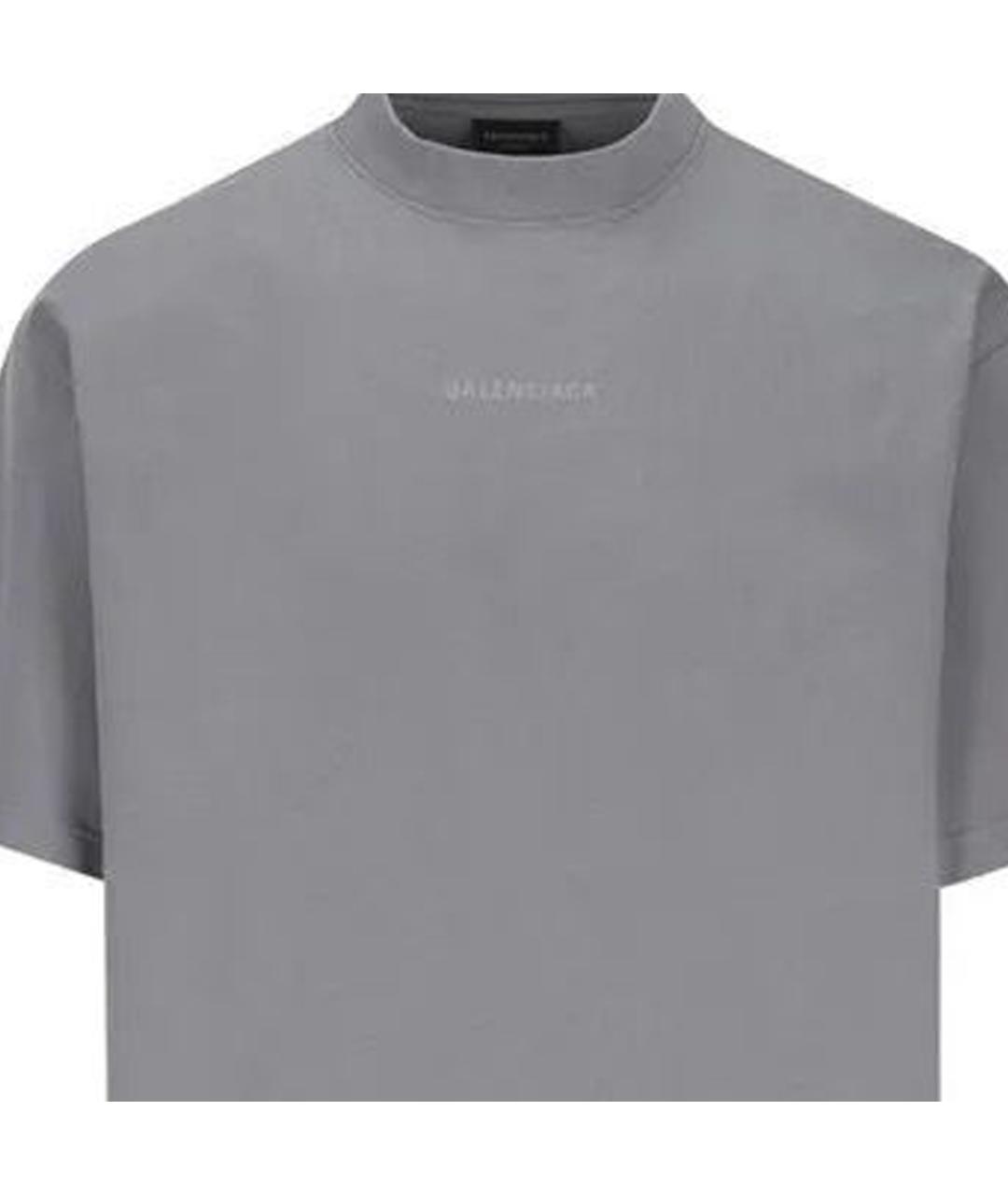 BALENCIAGA Серая хлопковая футболка, фото 6