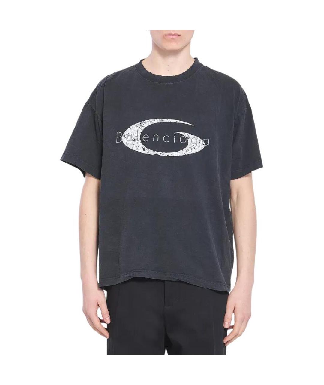 BALENCIAGA Черная хлопковая футболка, фото 3