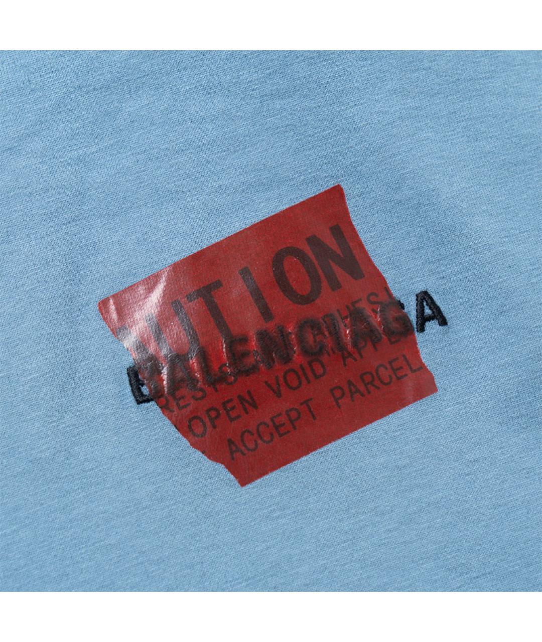 BALENCIAGA Голубая хлопковая футболка, фото 5