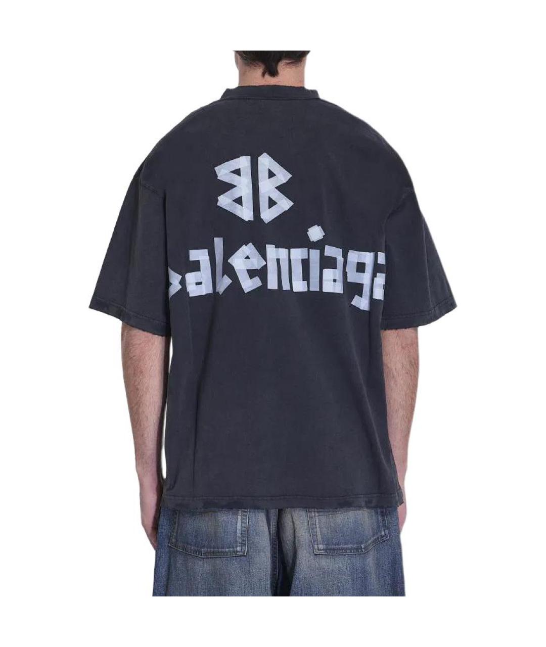 BALENCIAGA Черная хлопковая футболка, фото 4