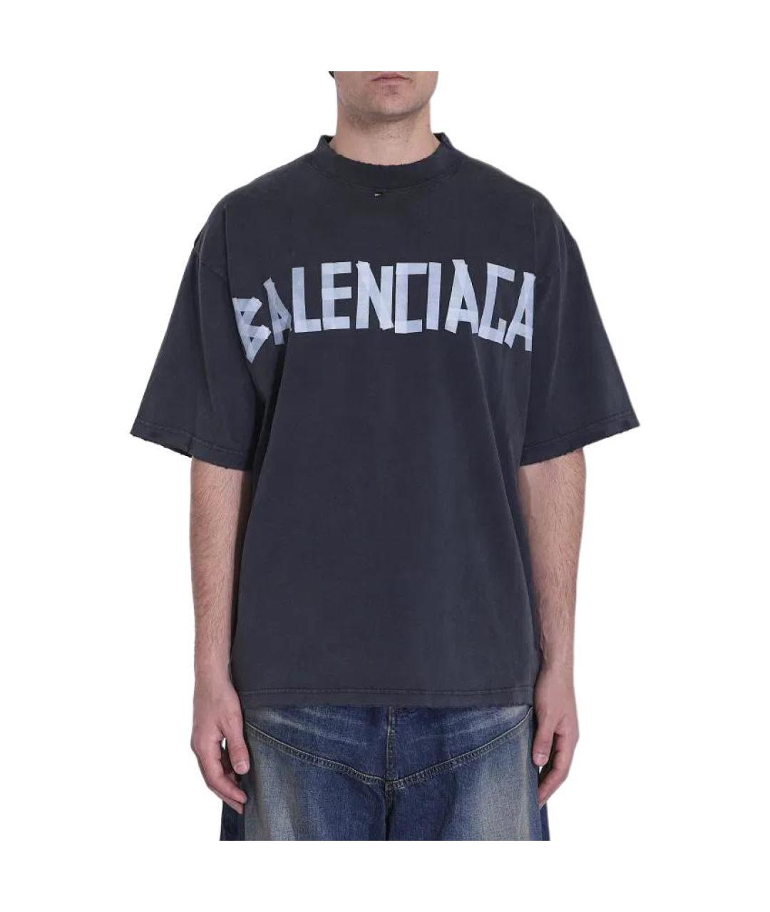 BALENCIAGA Черная хлопковая футболка, фото 3