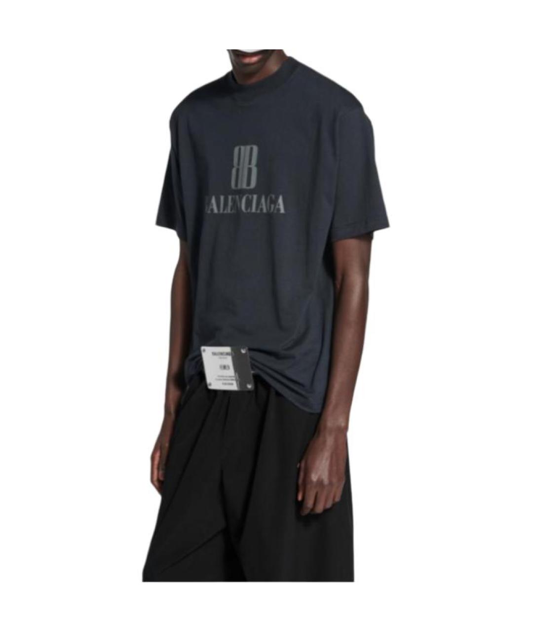 BALENCIAGA Черная хлопковая футболка, фото 5