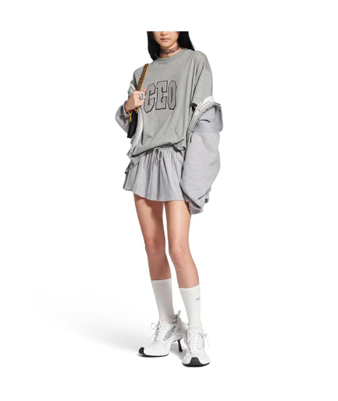 BALENCIAGA Серая хлопковая футболка, фото 5
