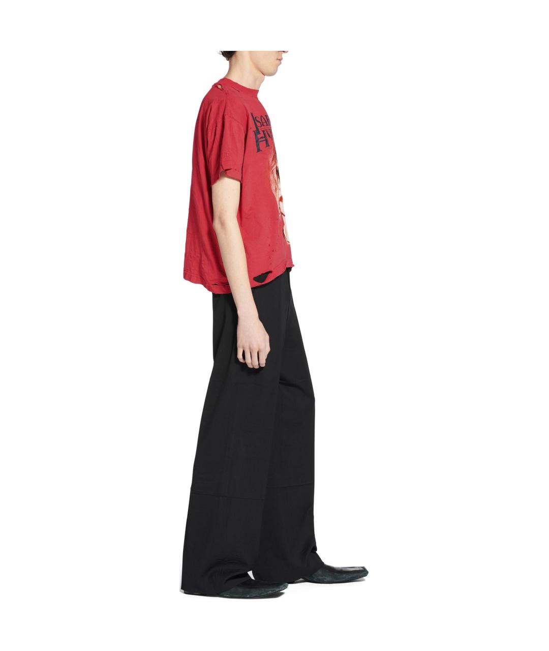 BALENCIAGA Красная хлопковая футболка, фото 4